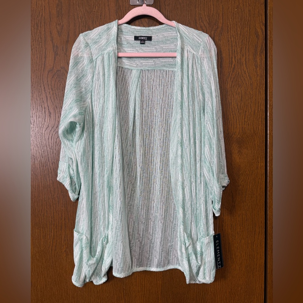 Elementz Light Green Open Front Cardigan NWT